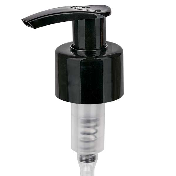 Pompe distributrice noire 28mm pour flacons de médicaments, standard Pompe distributrice noire 28mm pour flacons de médicaments, standard