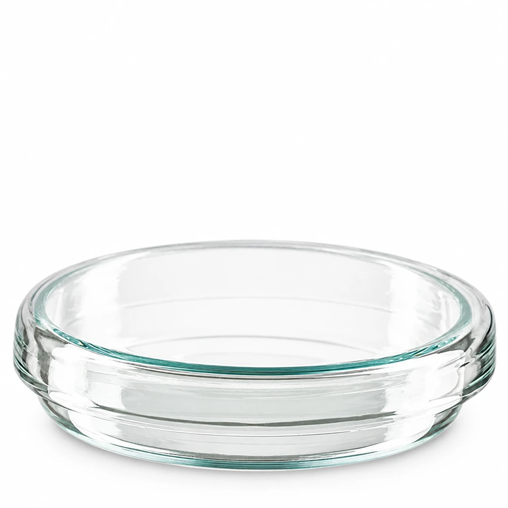 Boîtes de Pétri en verre de 70 x 15 mm, de forme ronde, avec un rebord épaissi pour un maintien stable en laboratoire