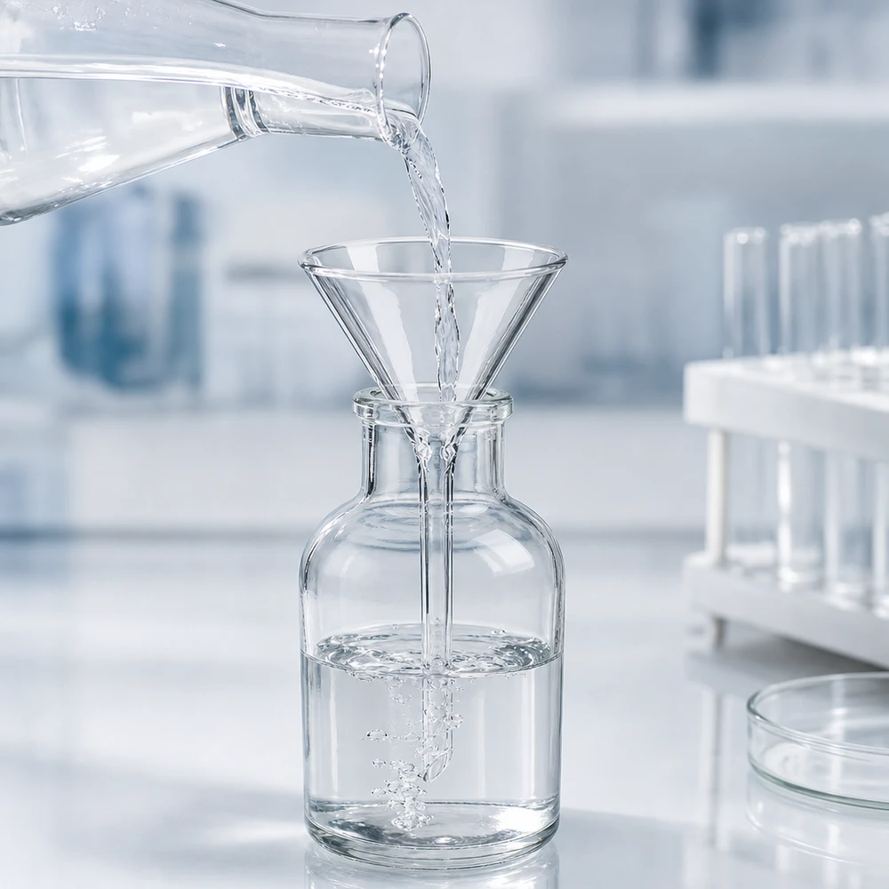Entonnoir en verre transparent en borosilicate 75mm de diamètre pour une vision claire lors du transvasement