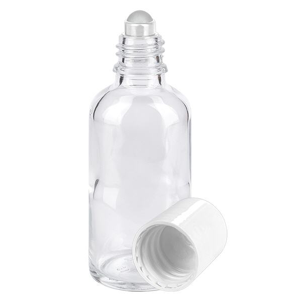 Flacon de pharmacie transparent 50ml roll-on bouchon blanc Flacon de pharmacie transparent 50ml roll-on bouchon blanc