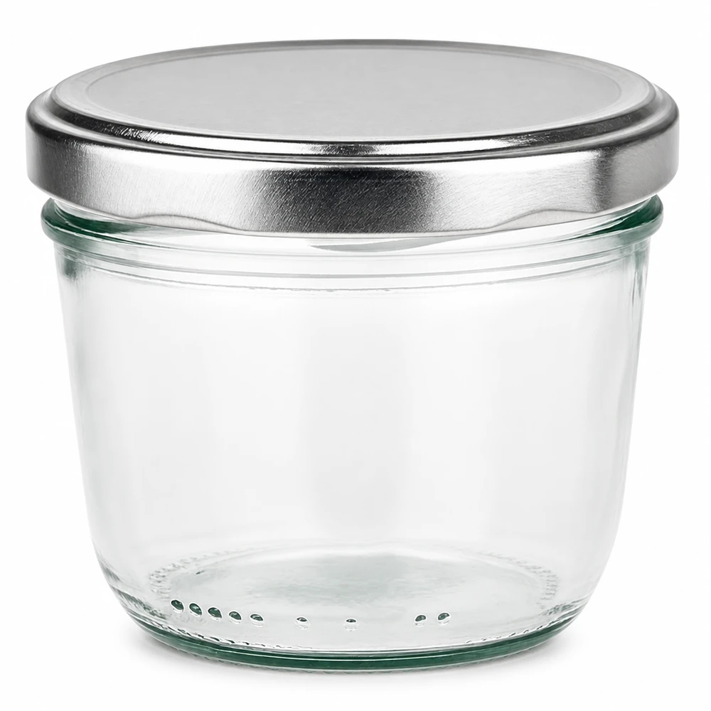 230ml bocal en verre avec couvercle BasicSeal argenté vide transparent bocal à confiture
