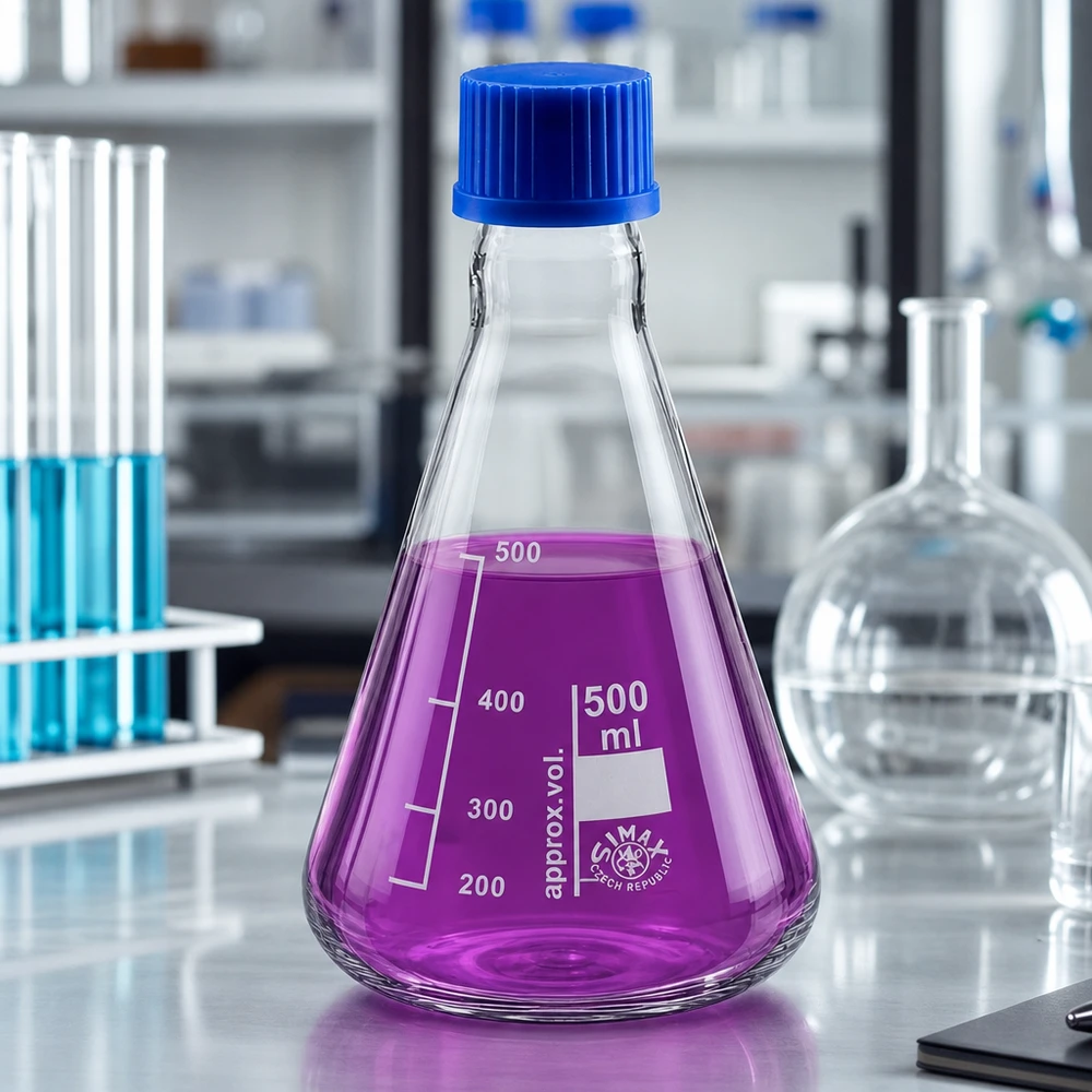 Erlenmeyer en verre de laboratoire robuste Capacité 500ml avec filetage