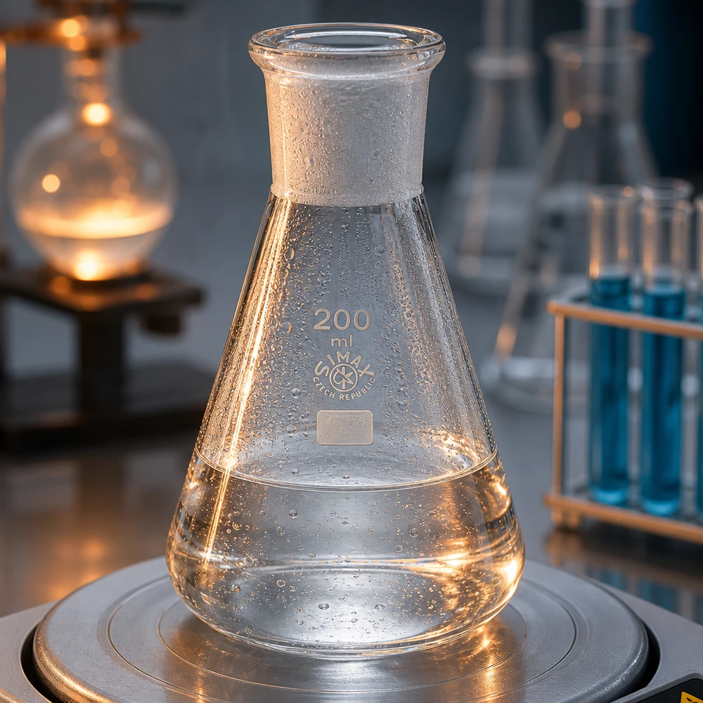 Erlenmeyer 200 ml col étroit, verre borosilicate avec rodage normalisé 29/32