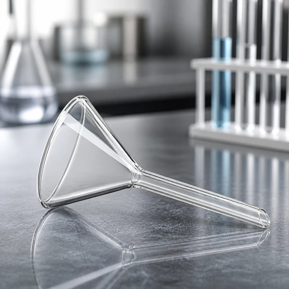 Entonnoir scientifique en verre avec un angle d'ouverture de 60 degrés pour un transfert efficace des liquides