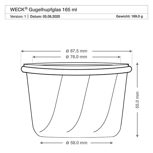 Pot à kouglof 165 ml WECK RR80 avec bouchon nature Pot à kouglof 165 ml WECK RR80 avec bouchon nature