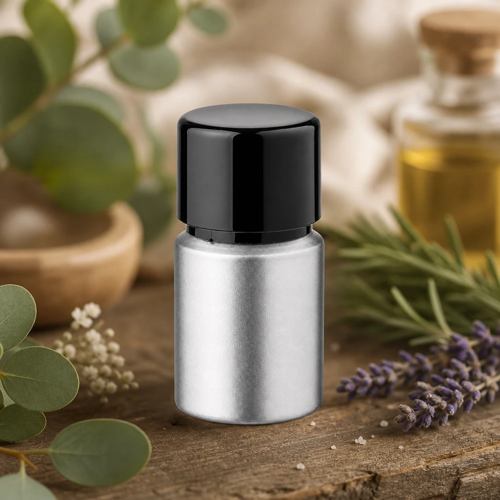 Bouteille en aluminium teinté 10 ml, avec bouchon à vis noir et joint conique Petit flacon en aluminium décapé 10ml - taille idéale pour les échantillons et les cosmétiques de voyage