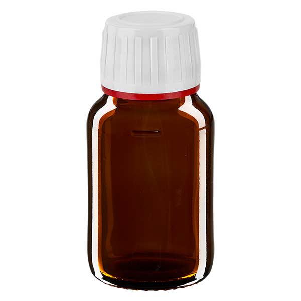 Flacon médical de 30 ml avec bouchon blanc Flacon médical de 30 ml avec bouchon blanc
