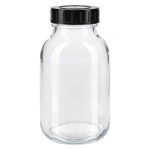Bocal à col large en verre clair 500 ml + couvercle à vis Bocal à col large en verre clair 500 ml + couvercle à vis