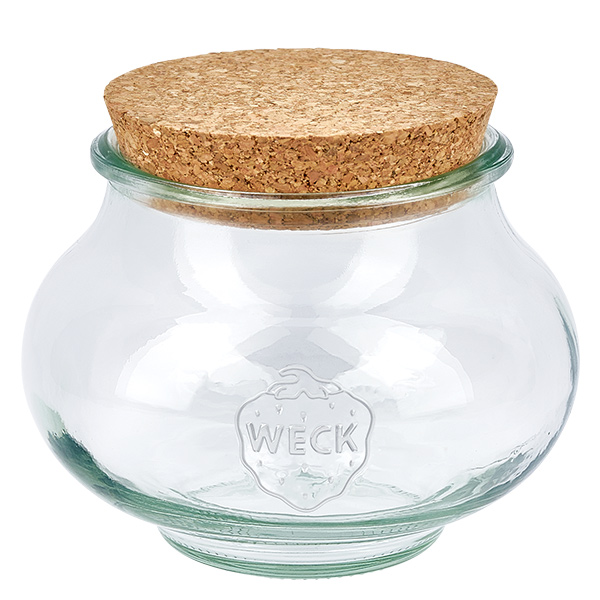 560ml bocal décoratif WECK RR80 avec bouchon nature WECK Bocal à bijoux 560ml RR80 avec couvercle en liège naturel Bocal à provisions Bocal en verre avec couvercle en liège