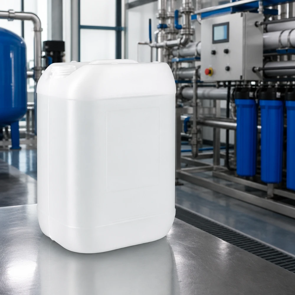 Jerrican de 25 litres sans bouchon Bidon robuste de 25 litres en PEHD, sans couvercle, adapté au traitement industriel de l'eau