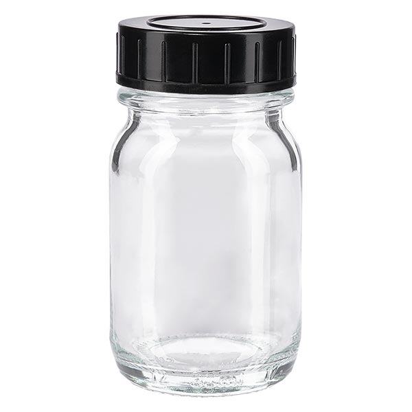 Bocal à col large en verre clair 30 ml + couvercle à vis Bocal à col large en verre clair 30 ml + couvercle à vis