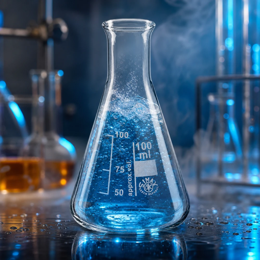 Erlenmeyer 100ml col étroit, verre borosilicate Erlenmeyer 100ml col étroit avec fond stable et bord moulé pour travailler en toute sécurité