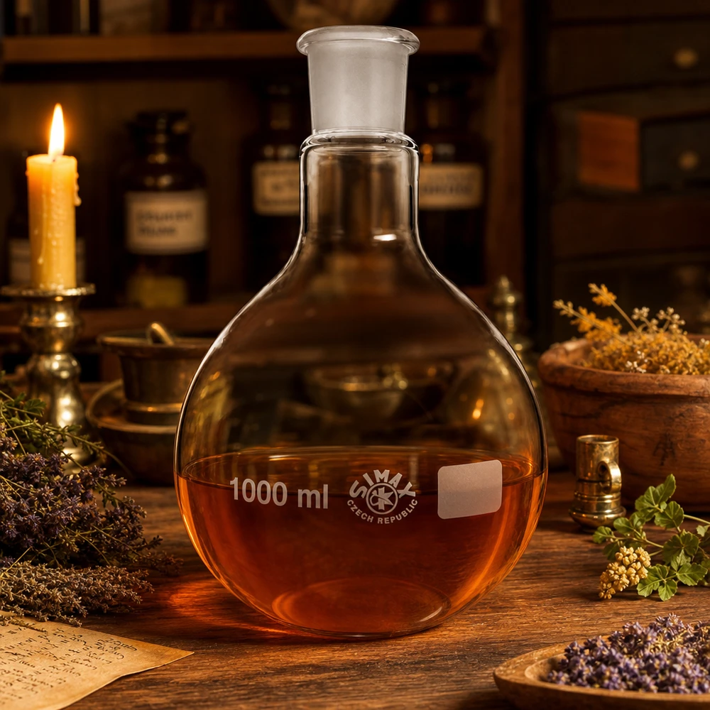 Ballon à fond plat 1000 ml à col large, en verre borosilicate avec rodage normalisé 29/32 Ballon rond professionnel 1000ml à large panse pour une répartition optimale de la chaleur dans le laboratoire