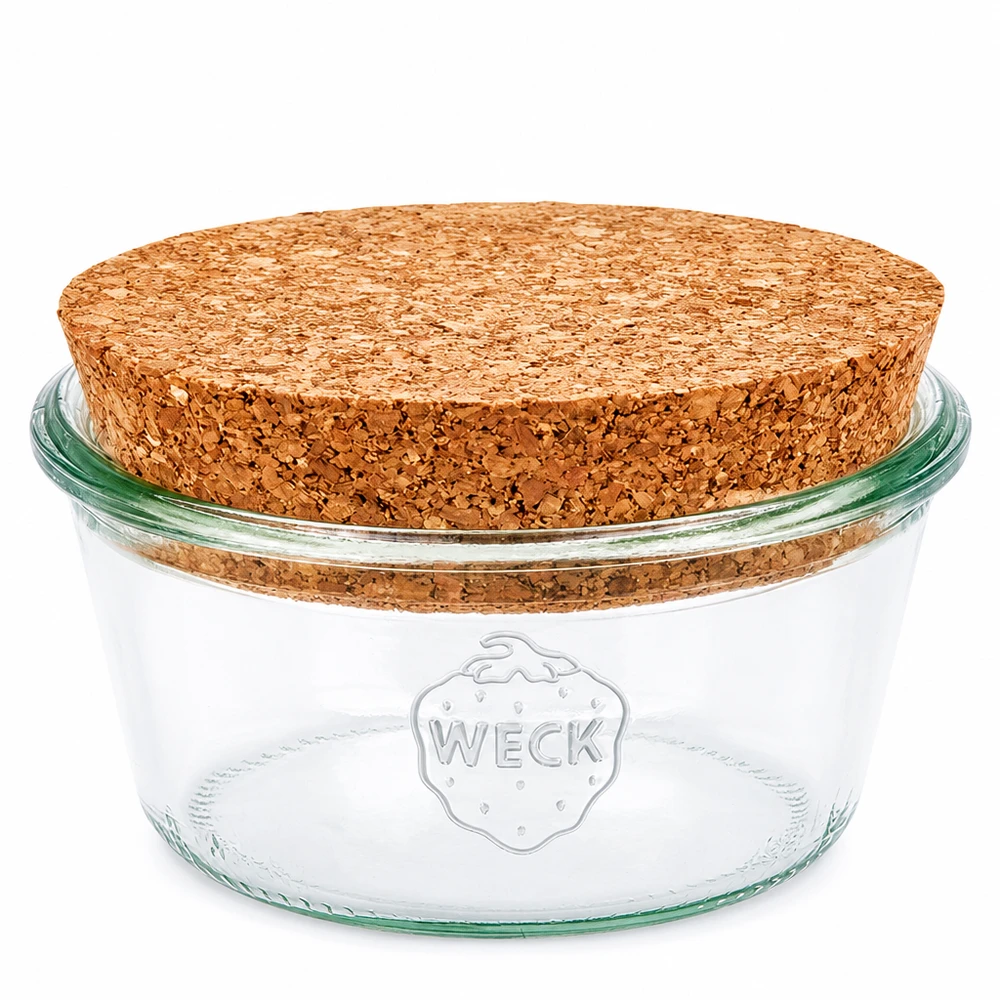 290ml WECK Pot renversé RR100 avec bouchon en liège naturel forme basse bocal de conservation