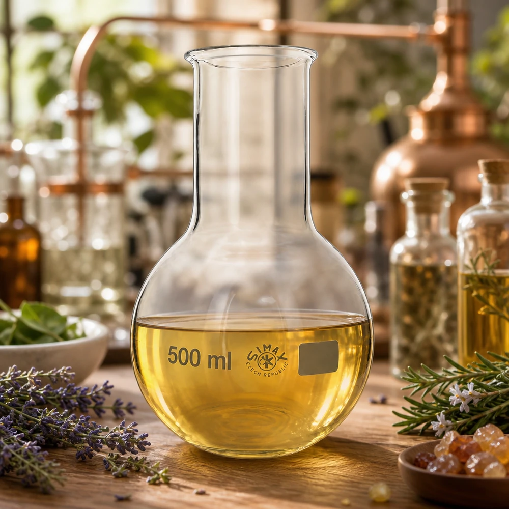 Ballon à fond plat 500 ml à col large, en verre borosilicate avec bord renforcé Flacon à fond plat de 500 ml avec large surface d'appui et repère de mesure pour une mesure exacte du volume