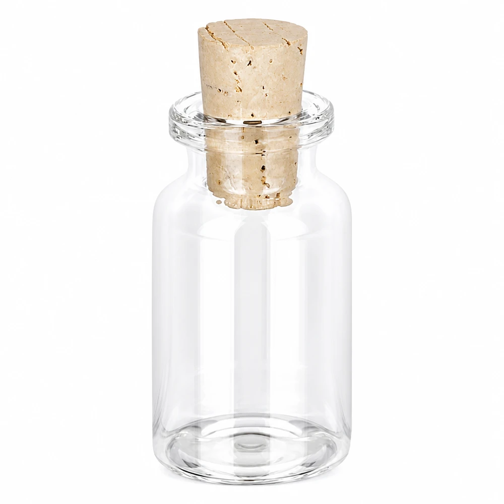 Flacon en verre clair 10 ml avec bouchon de liège 11/14 mm Kleine Glasflasche 10ml mit passendem Korkverschluss perfekt als Dekoflasche oder Geschenkidee