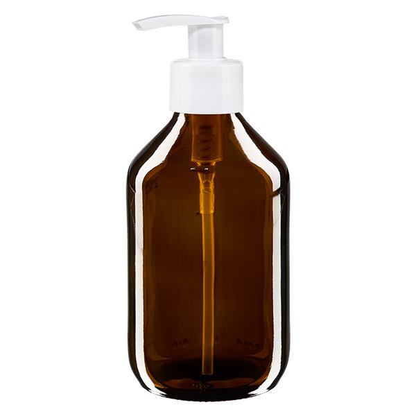 Flacon médical de 250 ml avec pompe doseuse blanche