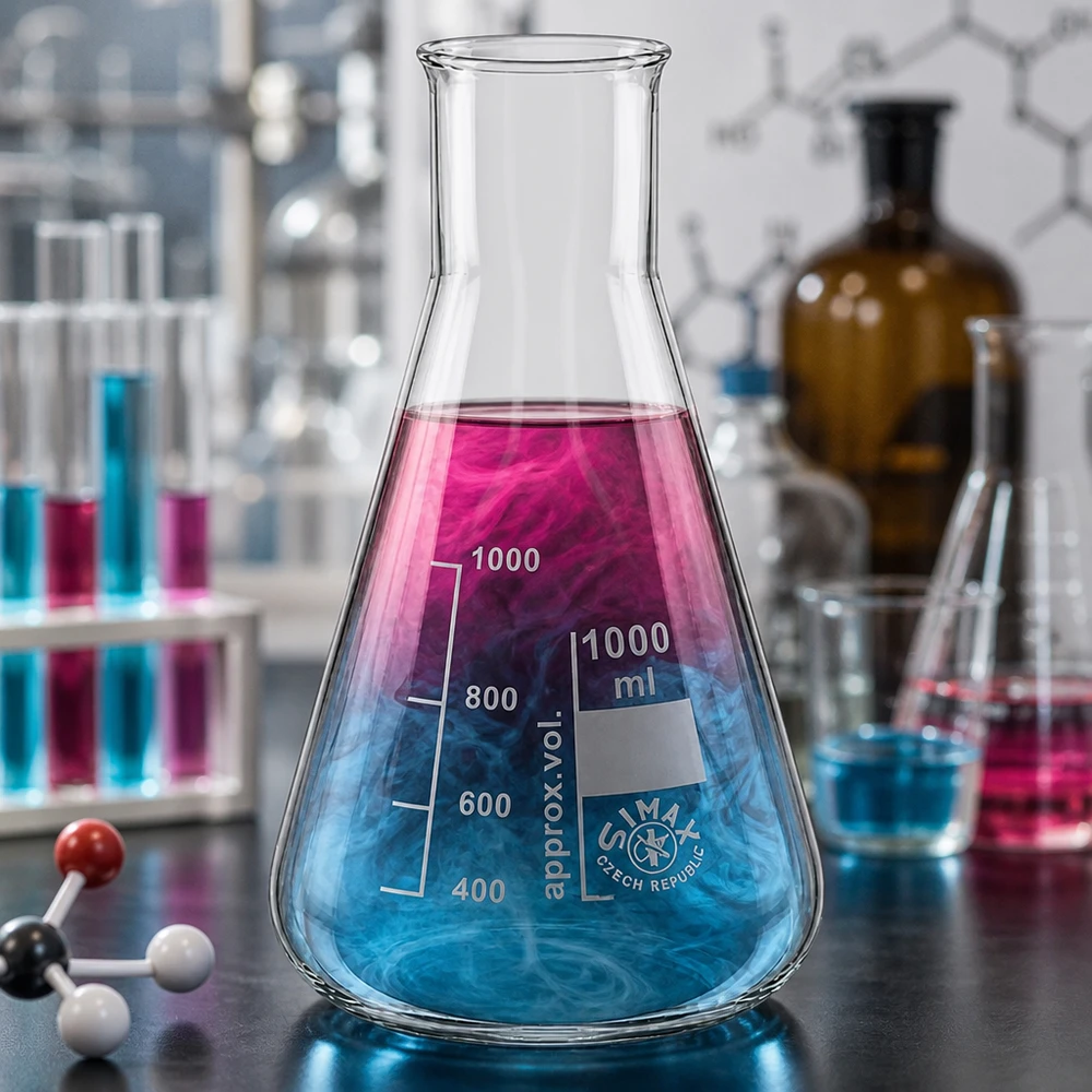 Erlenmeyer 1000ml col large, verre borosilicate