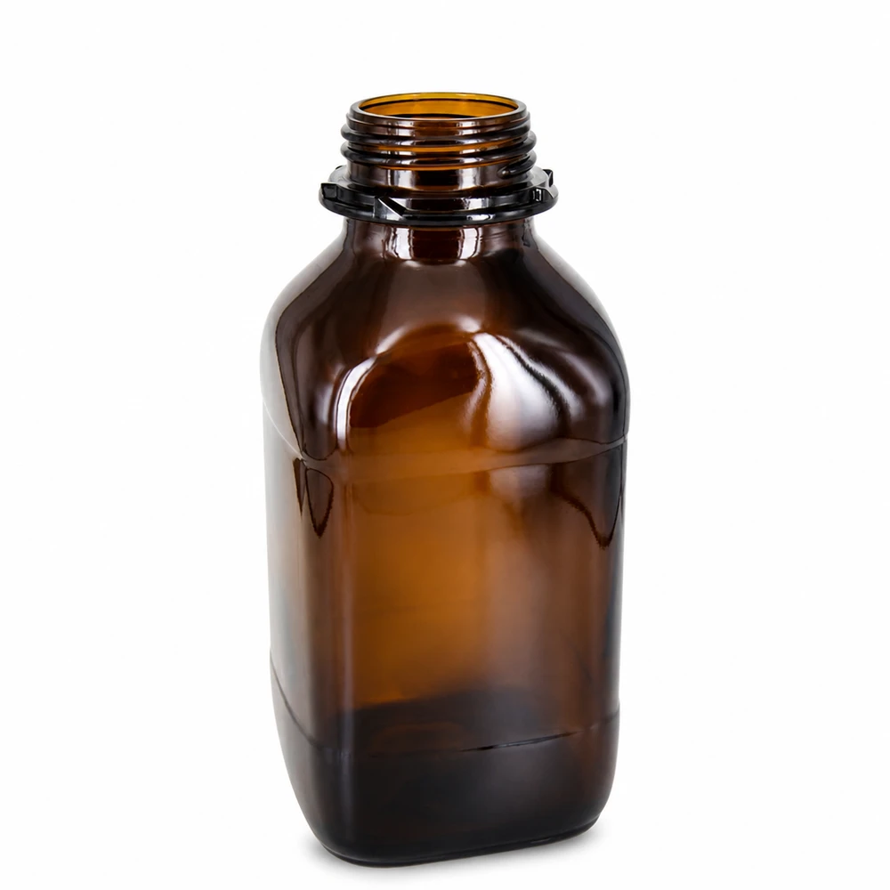 Bouteille de produits chimiques de 1000ml en verre brun avec filetage pour les besoins du laboratoire