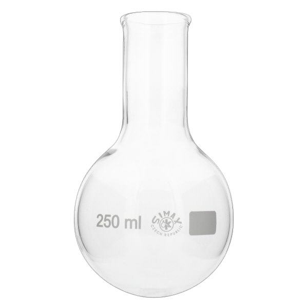 Ballon à fond plat 250ml en borosilicate à col étroit avec bord arrondi Ballon à fond plat 250ml en borosilicate à col étroit avec bord arrondi