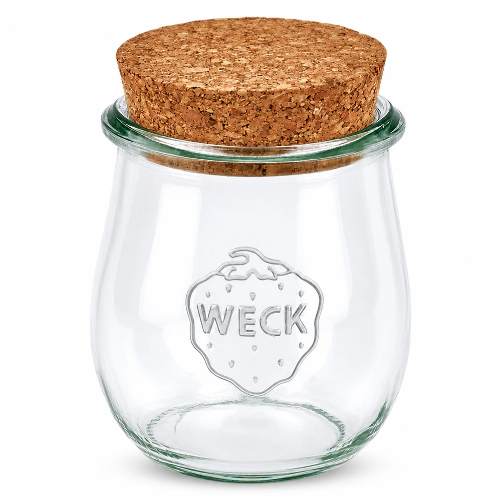220ml bocal tulipe WECK RR60 avec bouchon nature WECK Pot tulipe 220ml RR60 avec bouchon en liège naturel Pot de conservation en verre clair