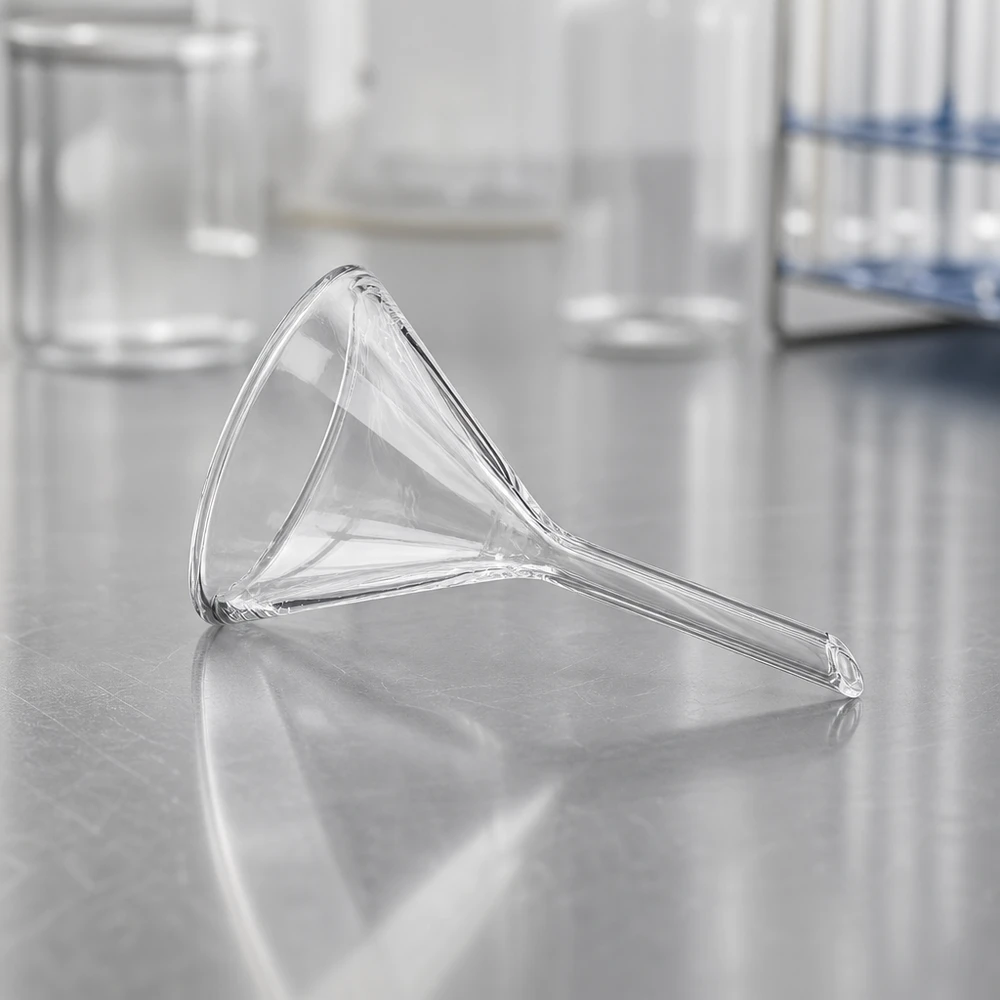 Entonnoir de laboratoire transparent en verre sodo-calcique de 45 mm de diamètre pour les applications chimiques