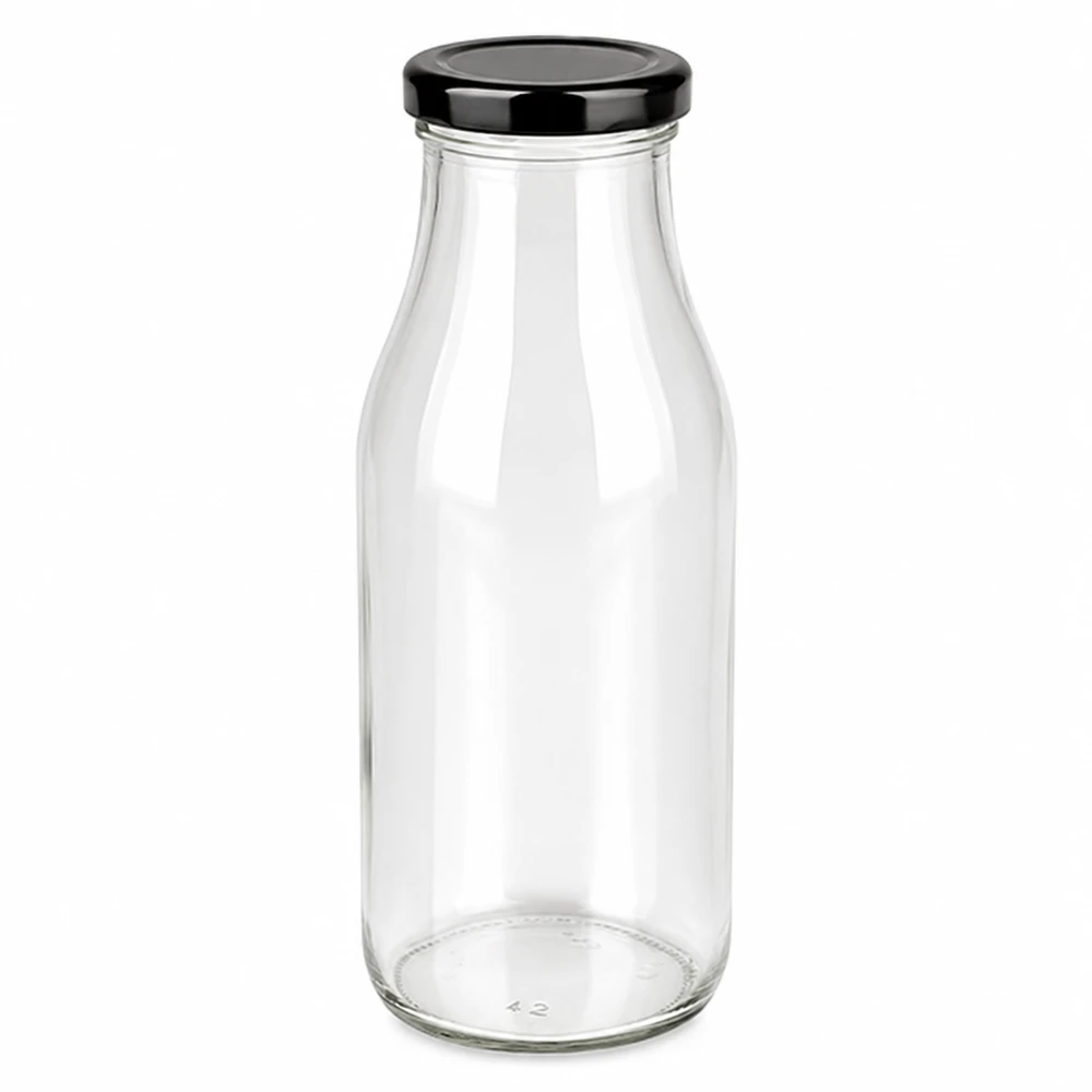 263ml Bouteille avec couvercle BasicSeal noir UNiTWIST Bouteille en verre vide de 263 ml avec bouchon à vis noir BasicSeal pour les boissons et la conservation