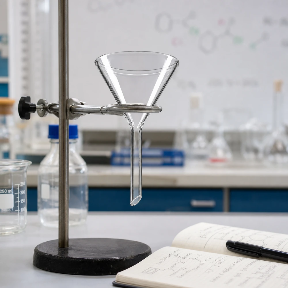 Entonnoir transparent avec angle de 60 degrés en verre sodo-calcique de haute qualité pour la technique de laboratoire