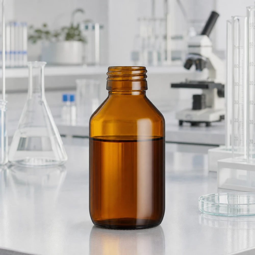 Flacon en verre brun 100ml pour médicaments sans bouchon PP28 pas de vis