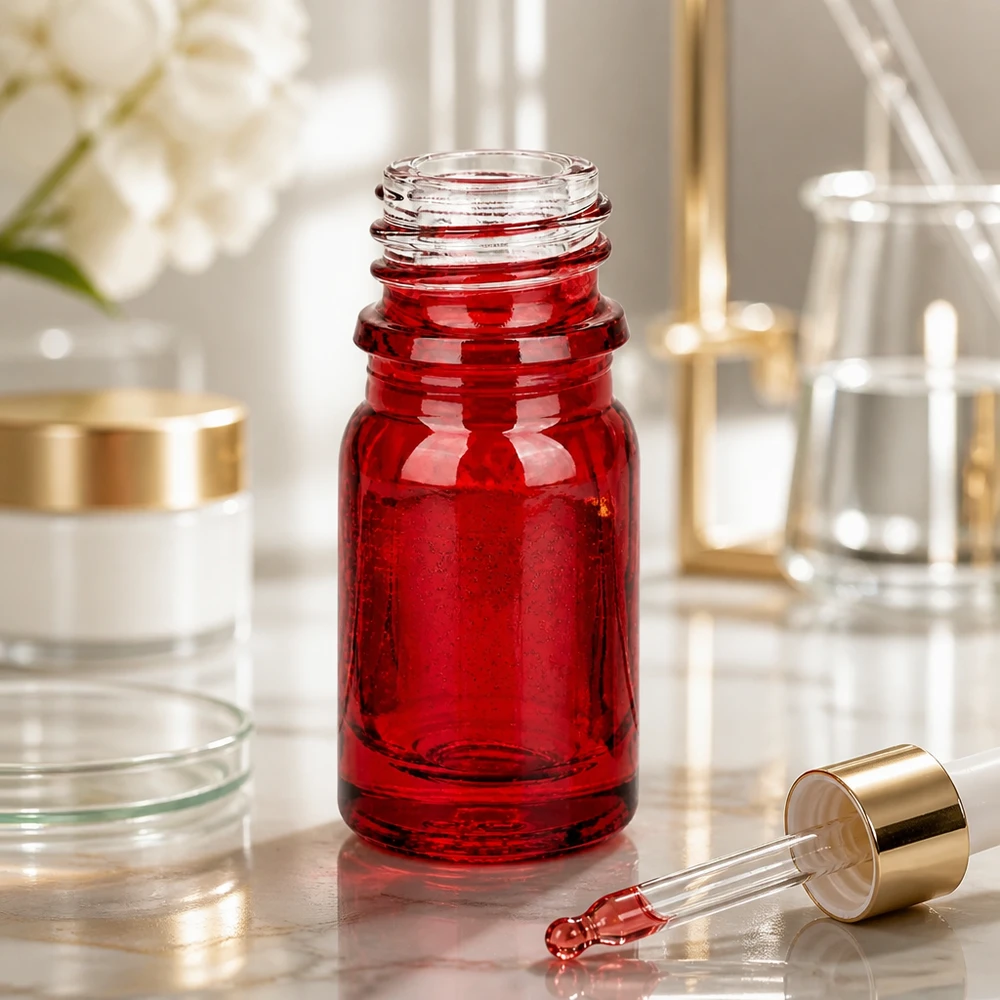 Flacon de pharmacie moderne RedLine de 5ml en rouge rubis avec design ergonomique UNiTWIST UT18/5