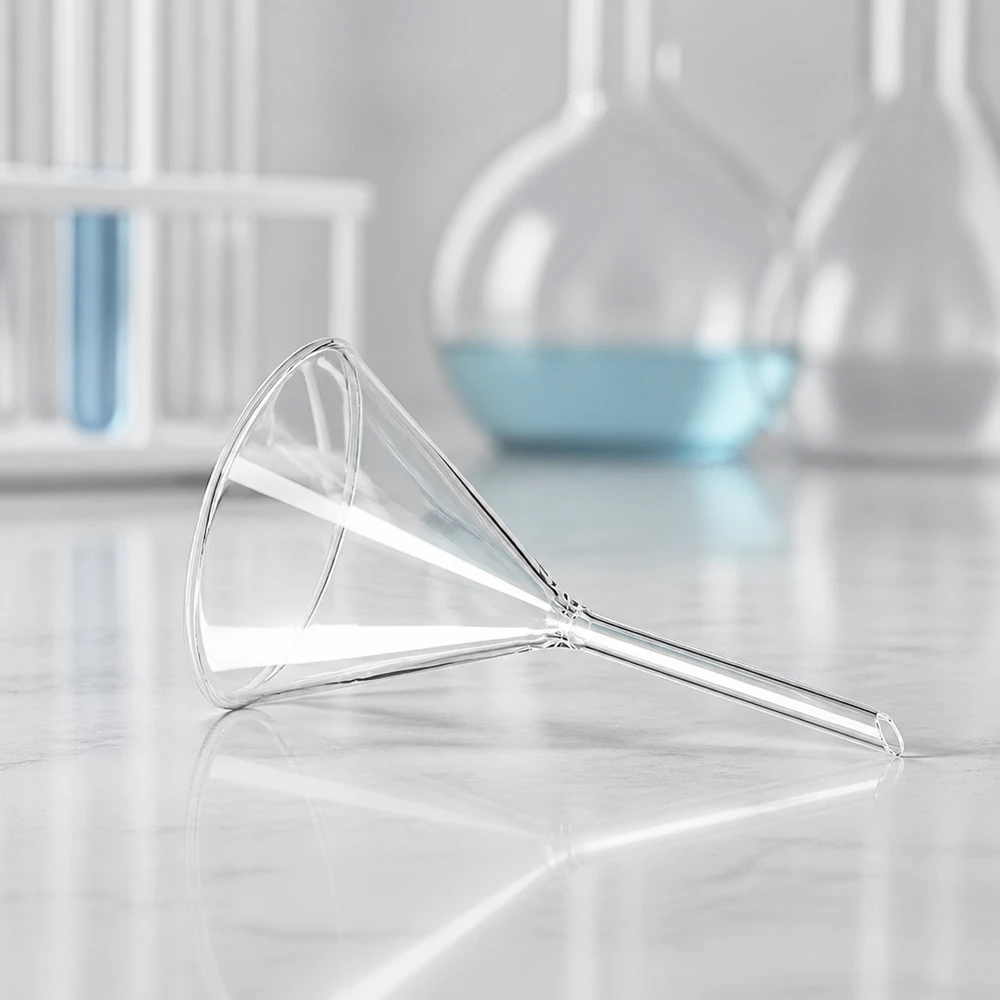 Entonnoir en verre à base de chaux et de soude, avec un angle aigu de 60 degrés et un diamètre de 10 cm, pour une filtration efficace
