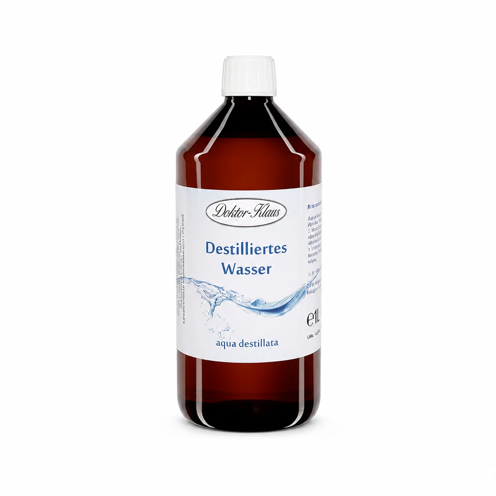 Eau distillée Doktor Klaus - Aqua dest 1 litre en bouteille PET Eau distillée Doktor Klaus - Aqua dest 1 litre en bouteille PET