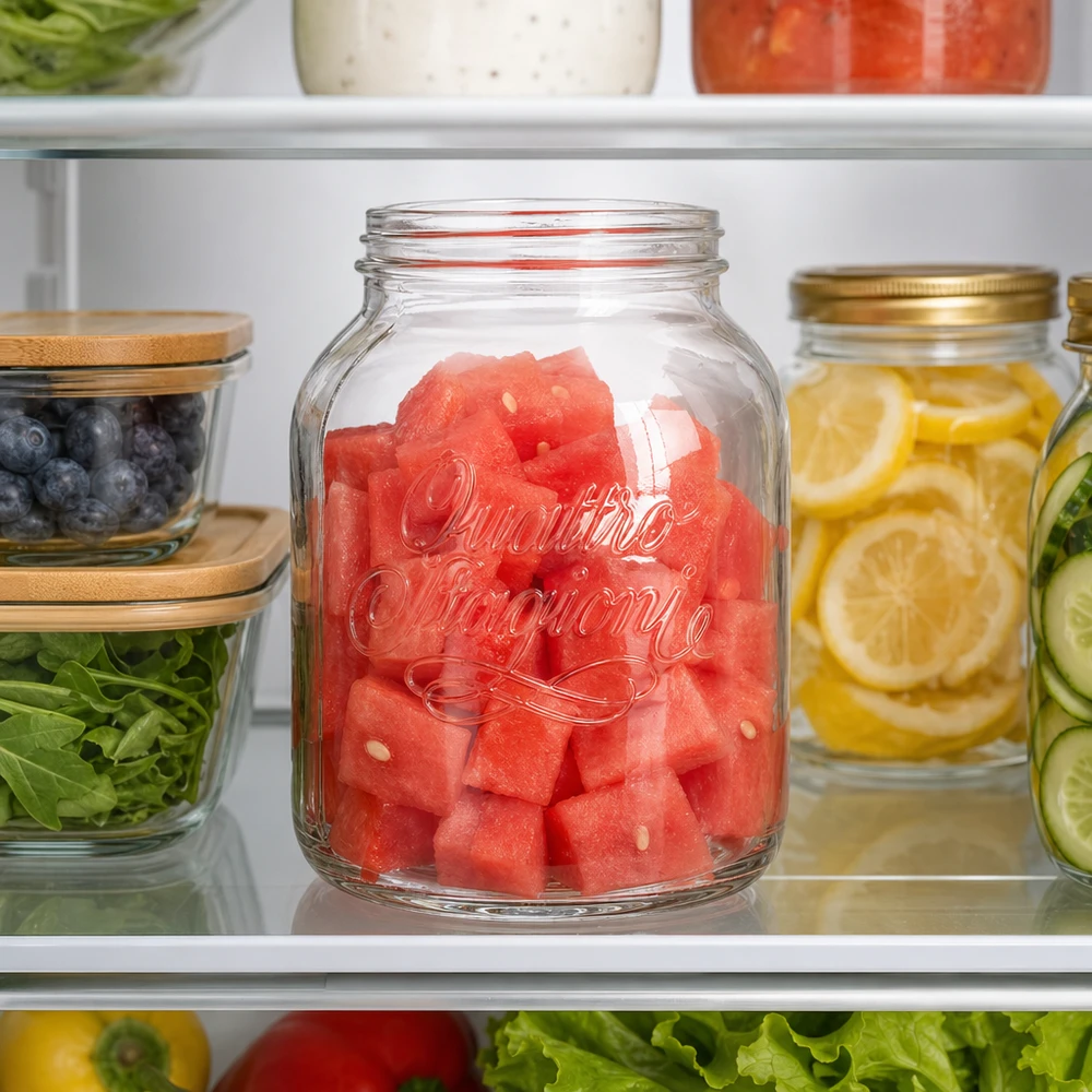 3000ml Quattro Stagioni Bocal ménager avec pastèque dans le réfrigérateur pour Meal Prep et conservation des aliments
