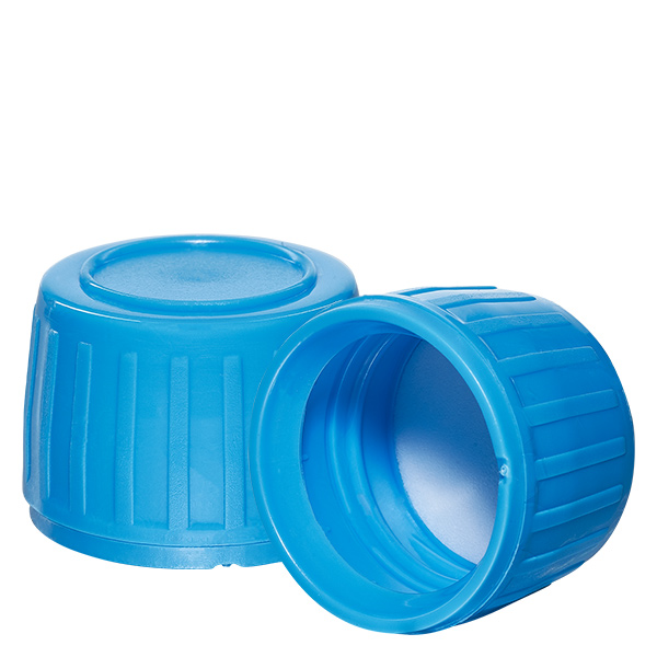 Bouchon à vis bleu avec bague d'inviolabilité PP28 ApoGlas