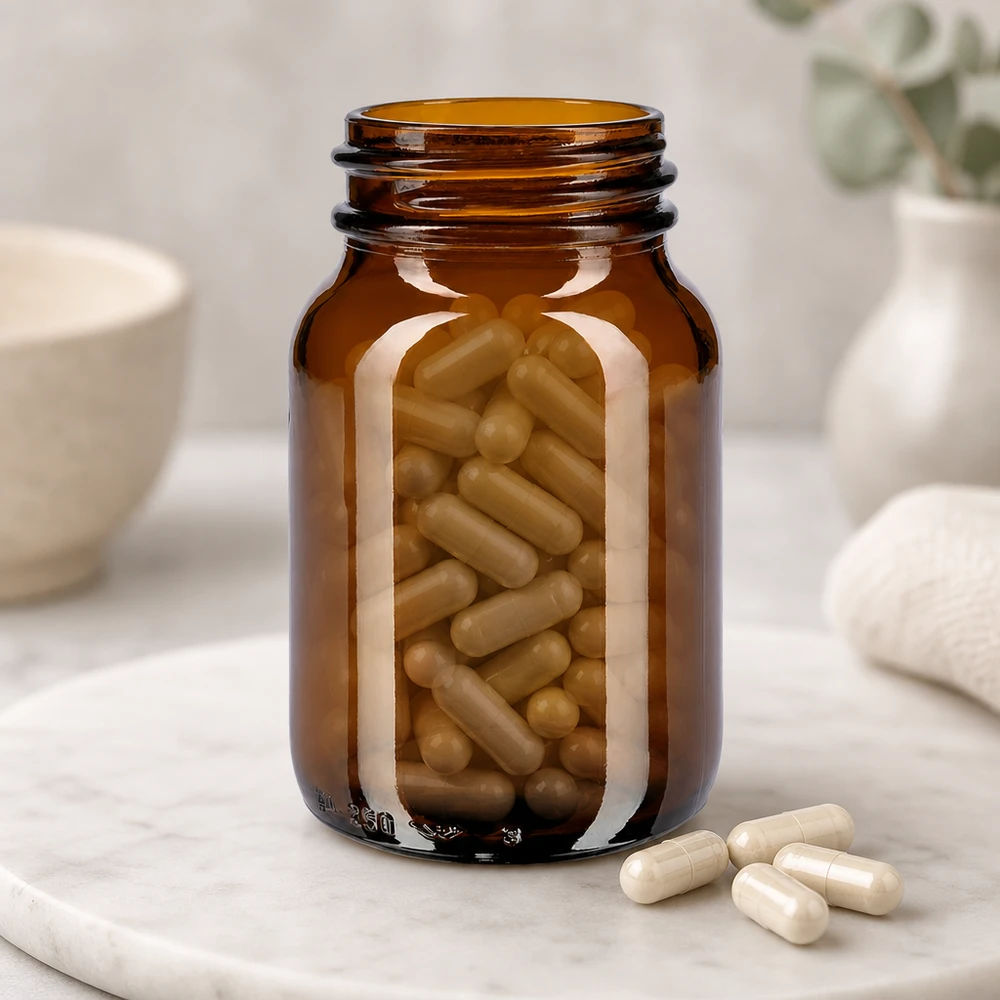 Bocal à col large en verre ambré 250 ml, goulot DIN 55, sans couvercle