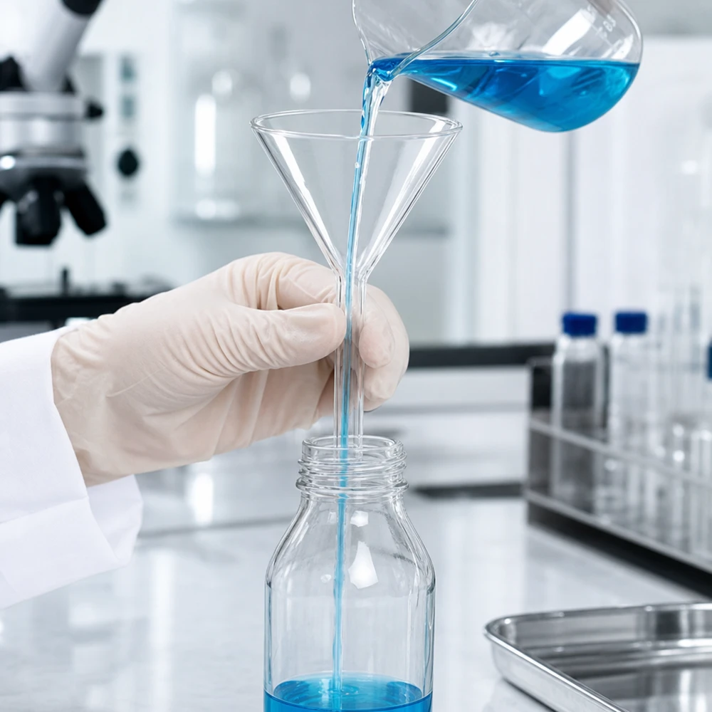Entonnoir de laboratoire en verre sodocalcique avec angle de 60 degrés et ouverture de 60 mm pour un transvasement précis