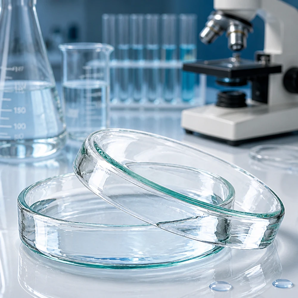 Boîte de Pétri en verre 60x15 mm Boîtes de Pétri rondes en verre, 60 x 15 mm, de forme plate, pour les cultures cellulaires et les analyses microbiologiques