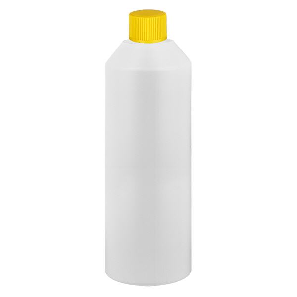 Flacon de pharmacie HDPE 250ml blanc avec bouchon vissable jaune Flacon de pharmacie HDPE 250ml blanc avec bouchon vissable jaune