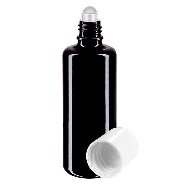 Flacon de pharmacie violet 100ml roll-on bouchon blanc