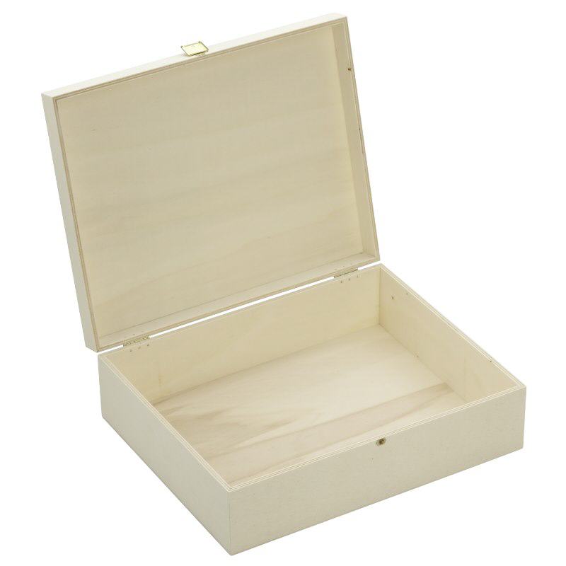 Boîte en bois avec couvercle à charnière 35x28x11cm (peuplier contreplaqué)