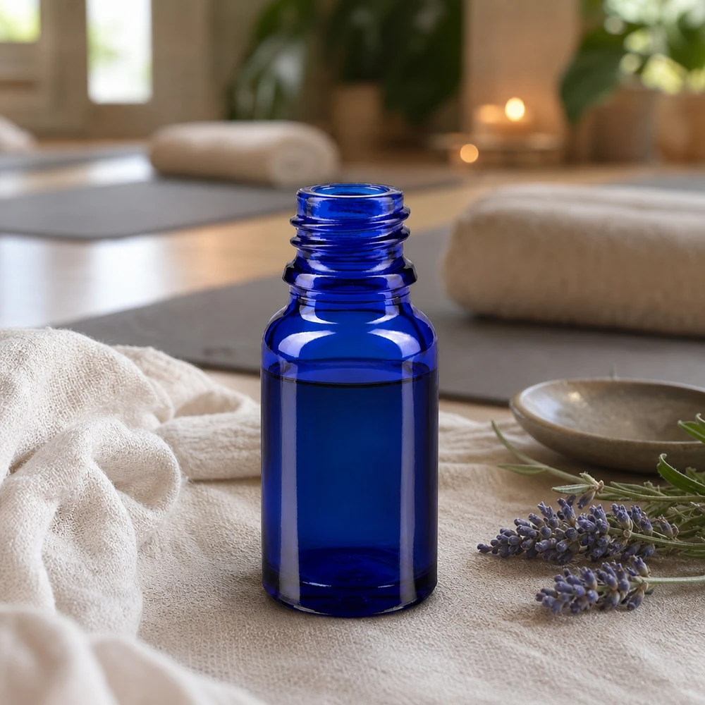 Flacon 10 ml DIN18 - verre bleu Bouteille de pharmacie pratique de 10 ml en bleu cobalt pour la pharmacie de voyage et l'utilisation mobile