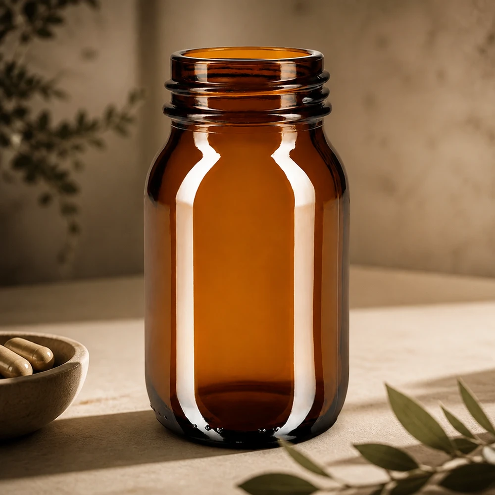 Bouteille en verre brun de 100 ml de haute qualité avec un bouchon à vis robuste pour un stockage sûr