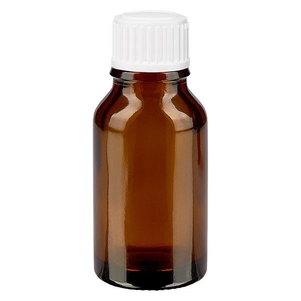 Bouteille de pharmacie brune 15ml bouchon vissable blanc Globuli Std