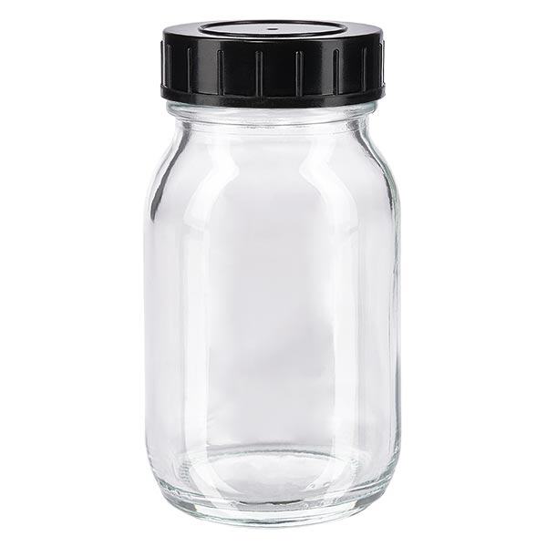 Bocal à col large en verre clair 100 ml + couvercle à vis Bocal à col large en verre clair 100 ml + couvercle à vis