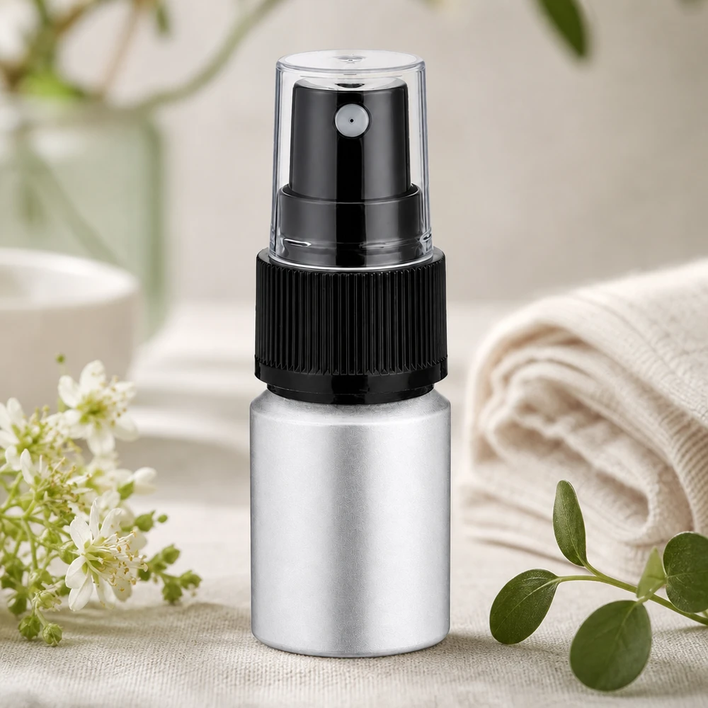Vaporisateur léger en aluminium de 10 ml avec bouchon transparent pour les voyages et les déplacements