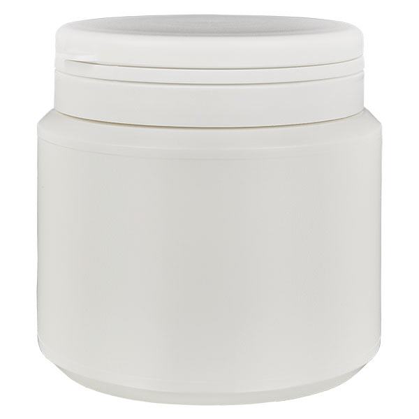 Boîte à comprimés blanche 500ml + Jaycap inviolable blanc Boîte à comprimés blanche 500ml + Jaycap inviolable blanc