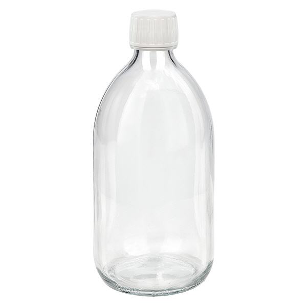 Flacon médical 500 ml couleur claire avec bouchon blanc Flacon médical 500 ml couleur claire avec bouchon blanc
