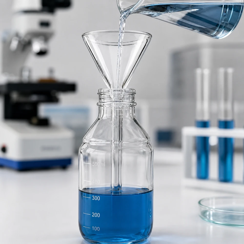Entonnoir de laboratoire compact en verre sodo-calcique avec ouverture de 30 mm pour un dosage efficace des liquides