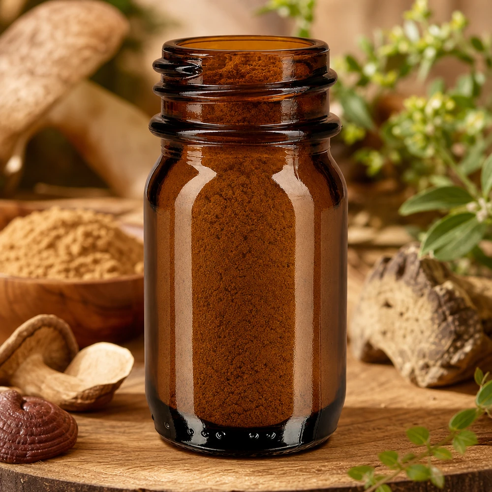 Petit flacon à col large de 30 ml en verre brun de haute qualité pour poudres et comprimés