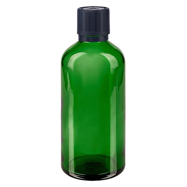 Flacon à pharmacie vert 100ml bouchon compte-gouttes Pr 1mm s. Sécurité enfants Symbole d'alerte bouchon d'inviolabilité